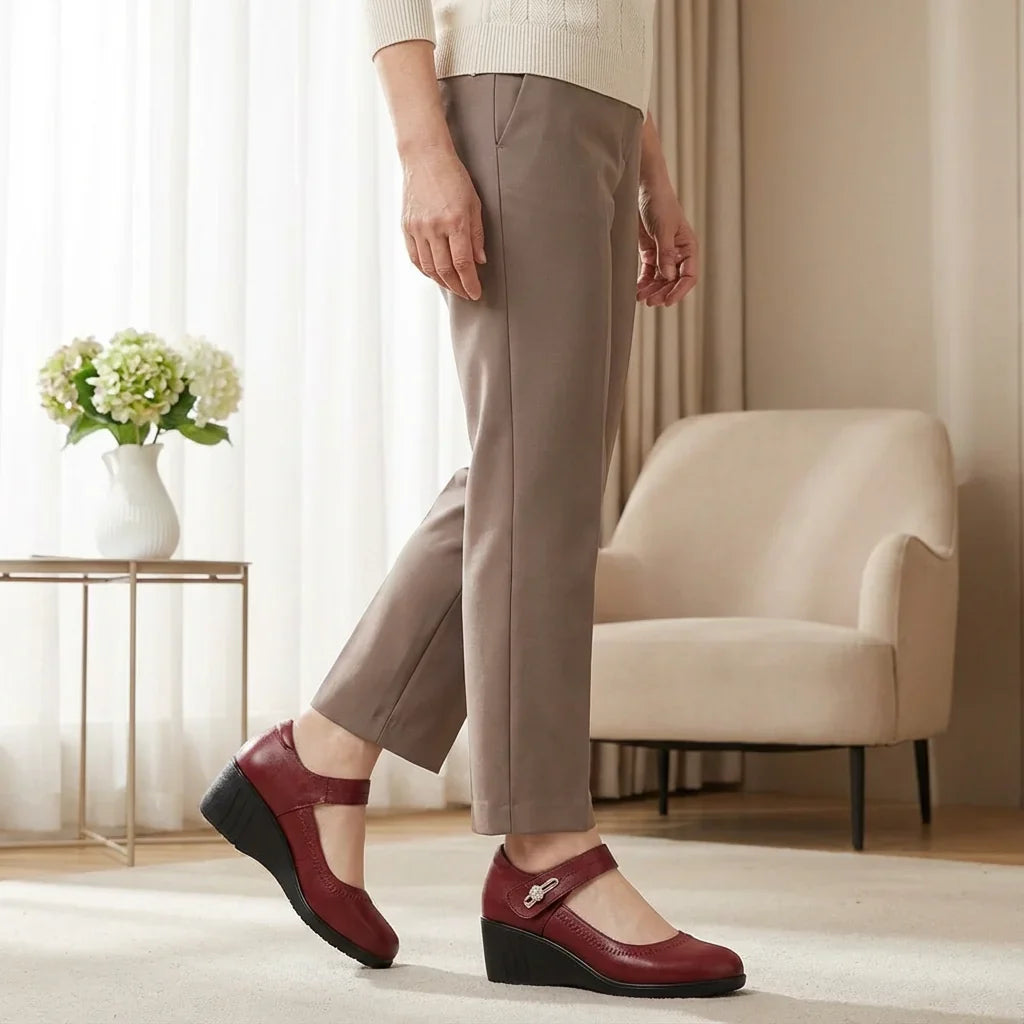 Olivia | Wedge Heel Mary Jane Comfortable Shoes with Ankle Strap