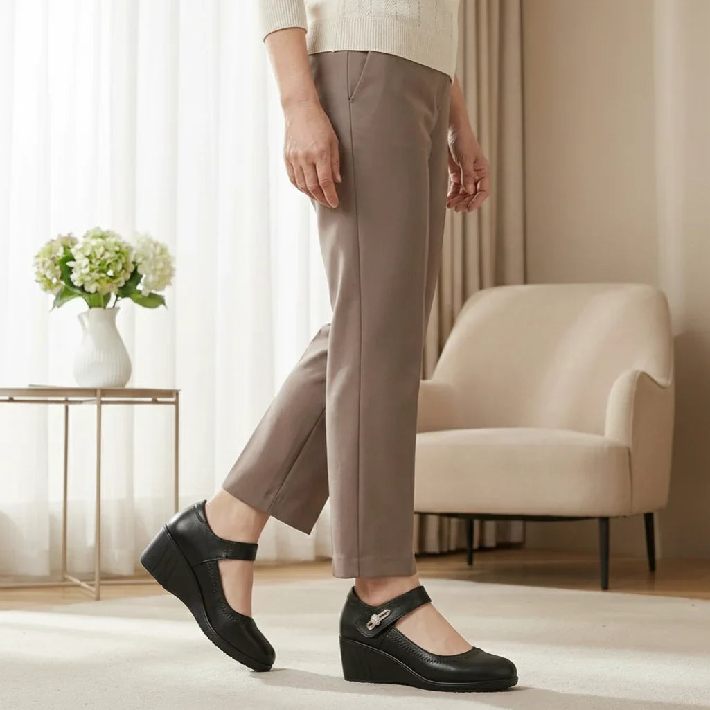 Olivia | Wedge Heel Mary Jane Comfortable Shoes with Ankle Strap