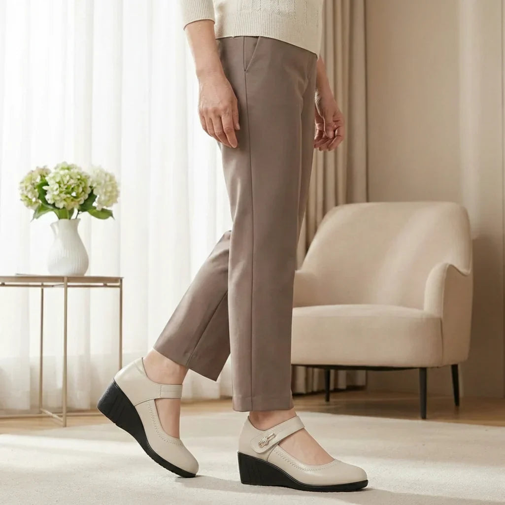 Olivia | Wedge Heel Mary Jane Comfortable Shoes with Ankle Strap