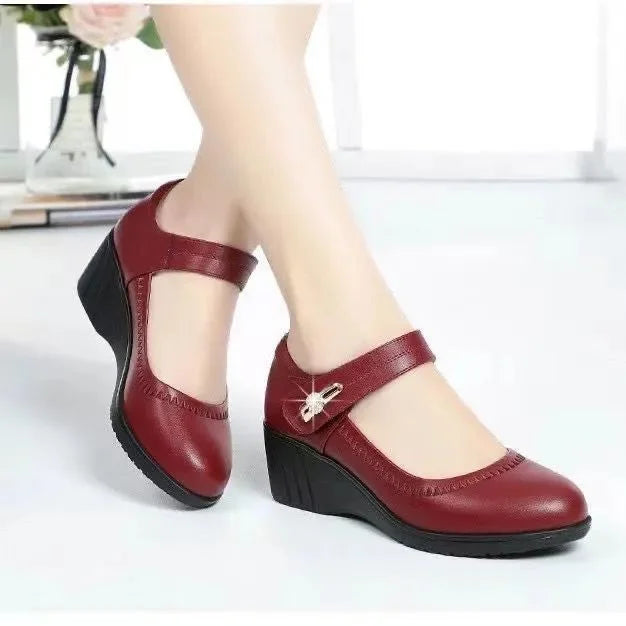 Olivia | Wedge Heel Mary Jane Comfortable Shoes with Ankle Strap