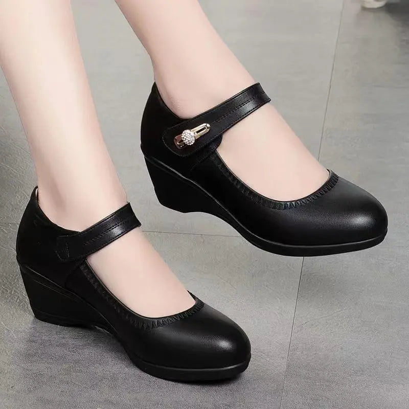 Olivia | Wedge Heel Mary Jane Comfortable Shoes with Ankle Strap