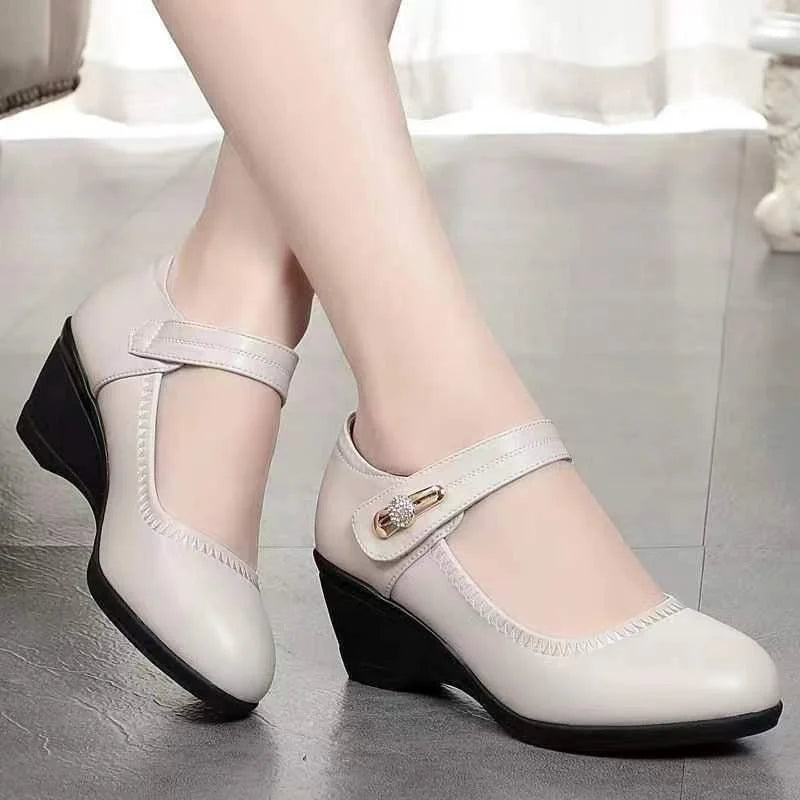 Olivia | Wedge Heel Mary Jane Comfortable Shoes with Ankle Strap