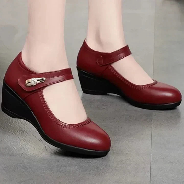 Olivia | Wedge Heel Mary Jane Comfortable Shoes with Ankle Strap
