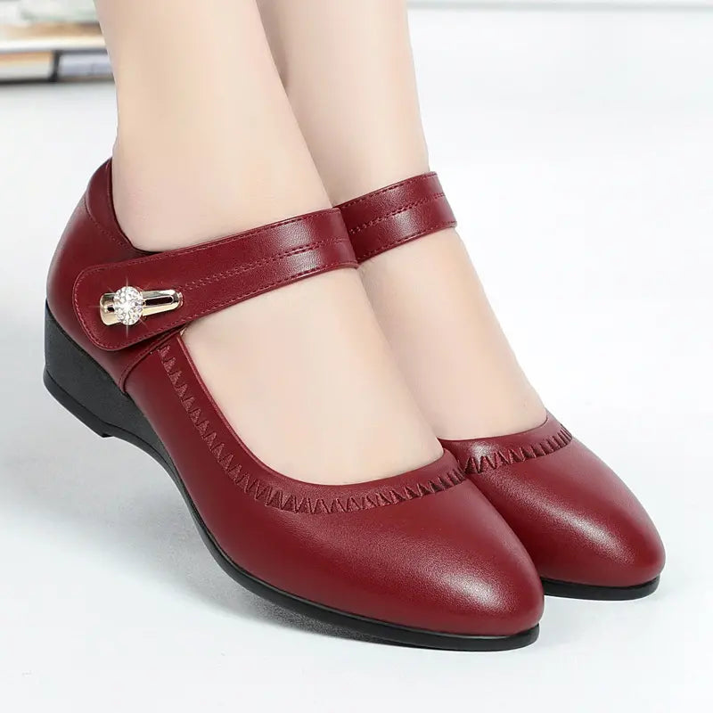 Olivia | Wedge Heel Mary Jane Comfortable Shoes with Ankle Strap