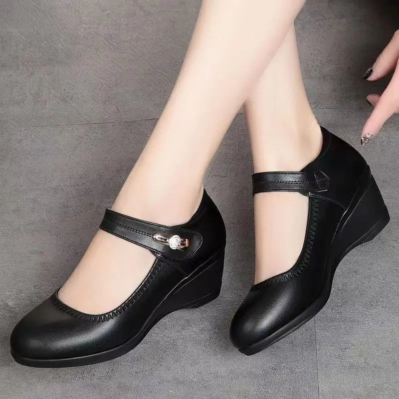 Olivia | Wedge Heel Mary Jane Comfortable Shoes with Ankle Strap