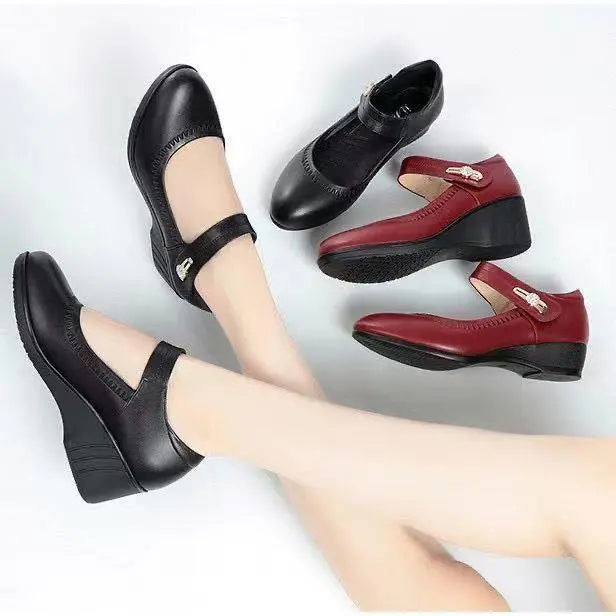 Olivia | Wedge Heel Mary Jane Comfortable Shoes with Ankle Strap