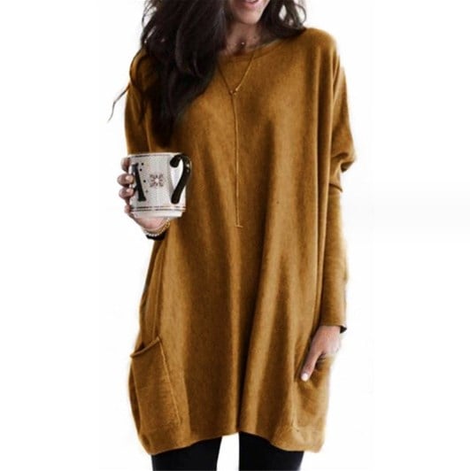 Sabina | Womens Long Pullover Sweater to Wear with Leggings | Long Cut, Soft Feel | Pink, Black, Gray and More S-5XL