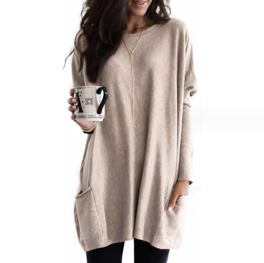 Sabina | Womens Long Pullover Sweater to Wear with Leggings | Long Cut, Soft Feel | Pink, Black, Gray and More S-5XL