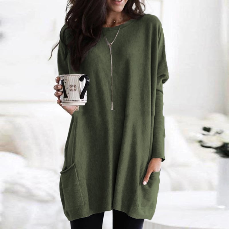 Sabina | Womens Long Pullover Sweater to Wear with Leggings | Long Cut, Soft Feel | Pink, Black, Gray and More S-5XL