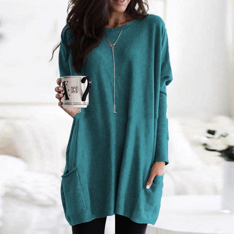 Sabina | Womens Long Pullover Sweater to Wear with Leggings | Long Cut, Soft Feel | Pink, Black, Gray and More S-5XL