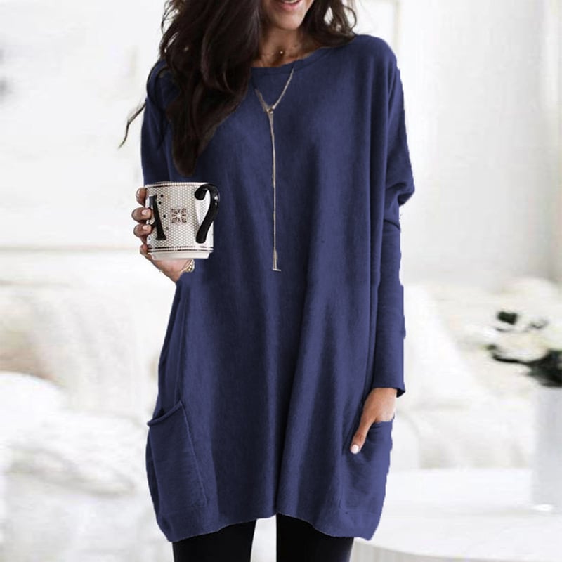 Sabina | Womens Long Pullover Sweater to Wear with Leggings | Long Cut, Soft Feel | Pink, Black, Gray and More S-5XL