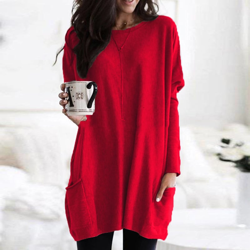 Sabina | Womens Long Pullover Sweater to Wear with Leggings | Long Cut, Soft Feel | Pink, Black, Gray and More S-5XL