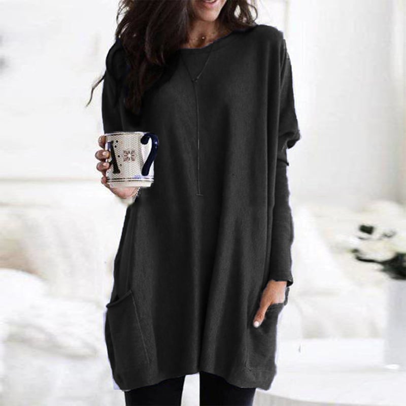 Sabina | Womens Long Pullover Sweater to Wear with Leggings | Long Cut, Soft Feel | Pink, Black, Gray and More S-5XL