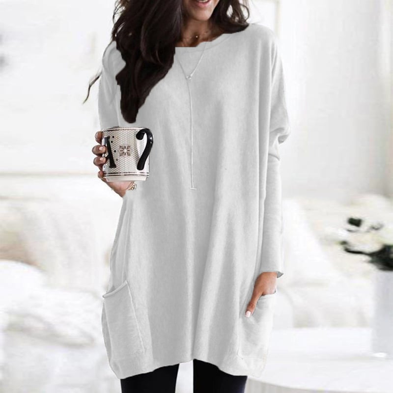 Sabina | Womens Long Pullover Sweater to Wear with Leggings | Long Cut, Soft Feel | Pink, Black, Gray and More S-5XL