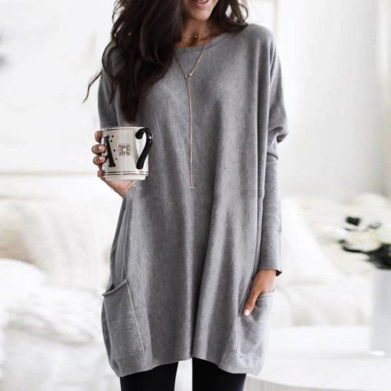 Sabina | Womens Long Pullover Sweater to Wear with Leggings | Long Cut, Soft Feel | Pink, Black, Gray and More S-5XL