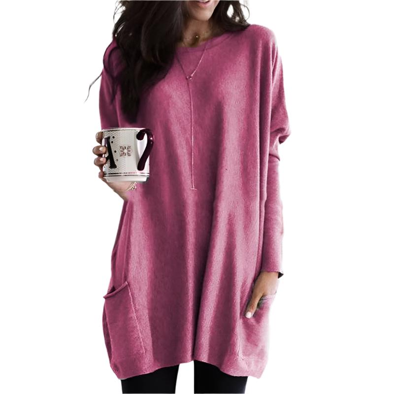 Sabina | Womens Long Pullover Sweater to Wear with Leggings | Long Cut, Soft Feel | Pink, Black, Gray and More S-5XL