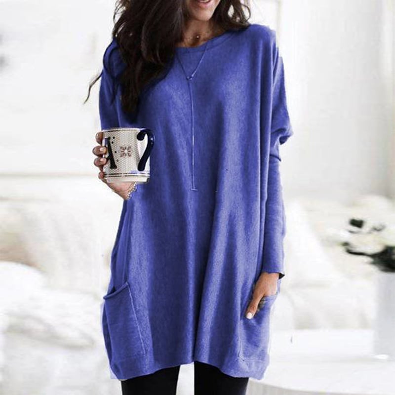 Sabina | Womens Long Pullover Sweater to Wear with Leggings | Long Cut, Soft Feel | Pink, Black, Gray and More S-5XL