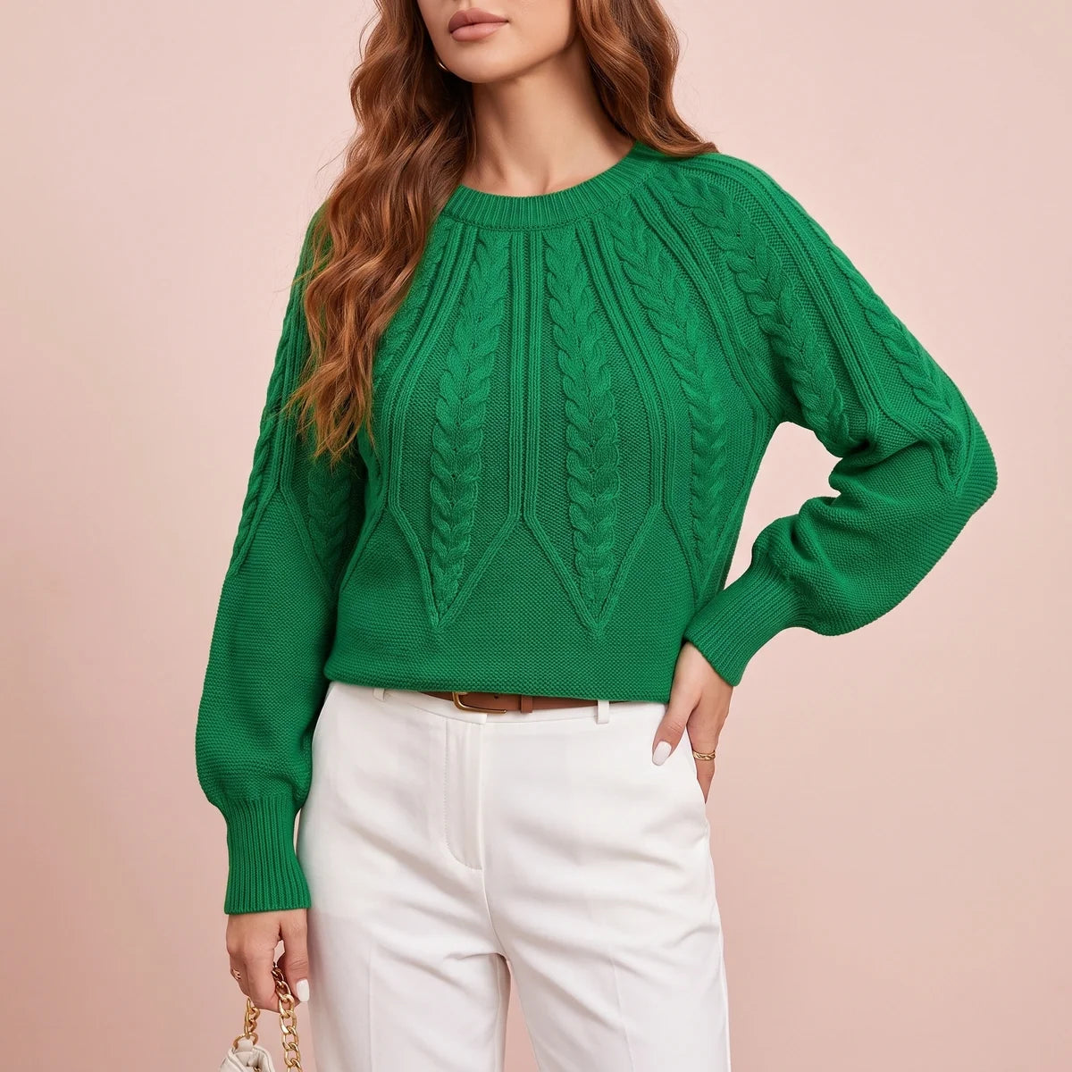 Ophelia Cable Knit Balloon Sleeve Sweater