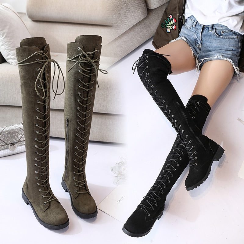 Ophelia | Lace-Up Knee High Boots for Women