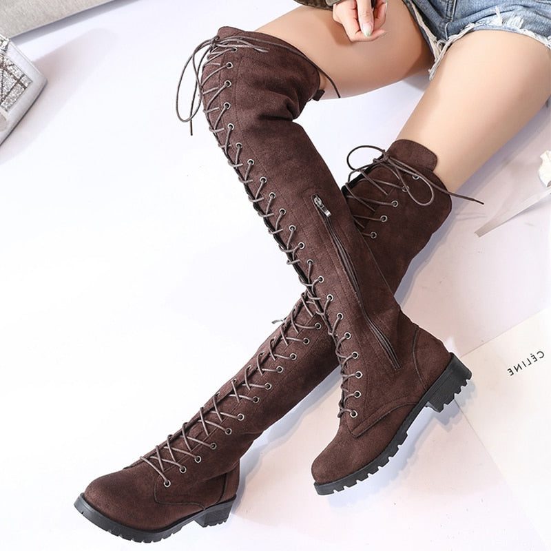 Ophelia | Lace-Up Knee High Boots for Women
