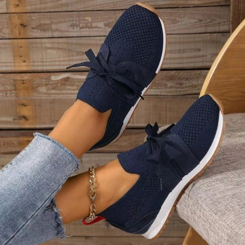 Women's Slip On Sneakers with a Bow | Breathable Textured Upper and Padded Sole, No Laces | Size 2-11, 5 Colors