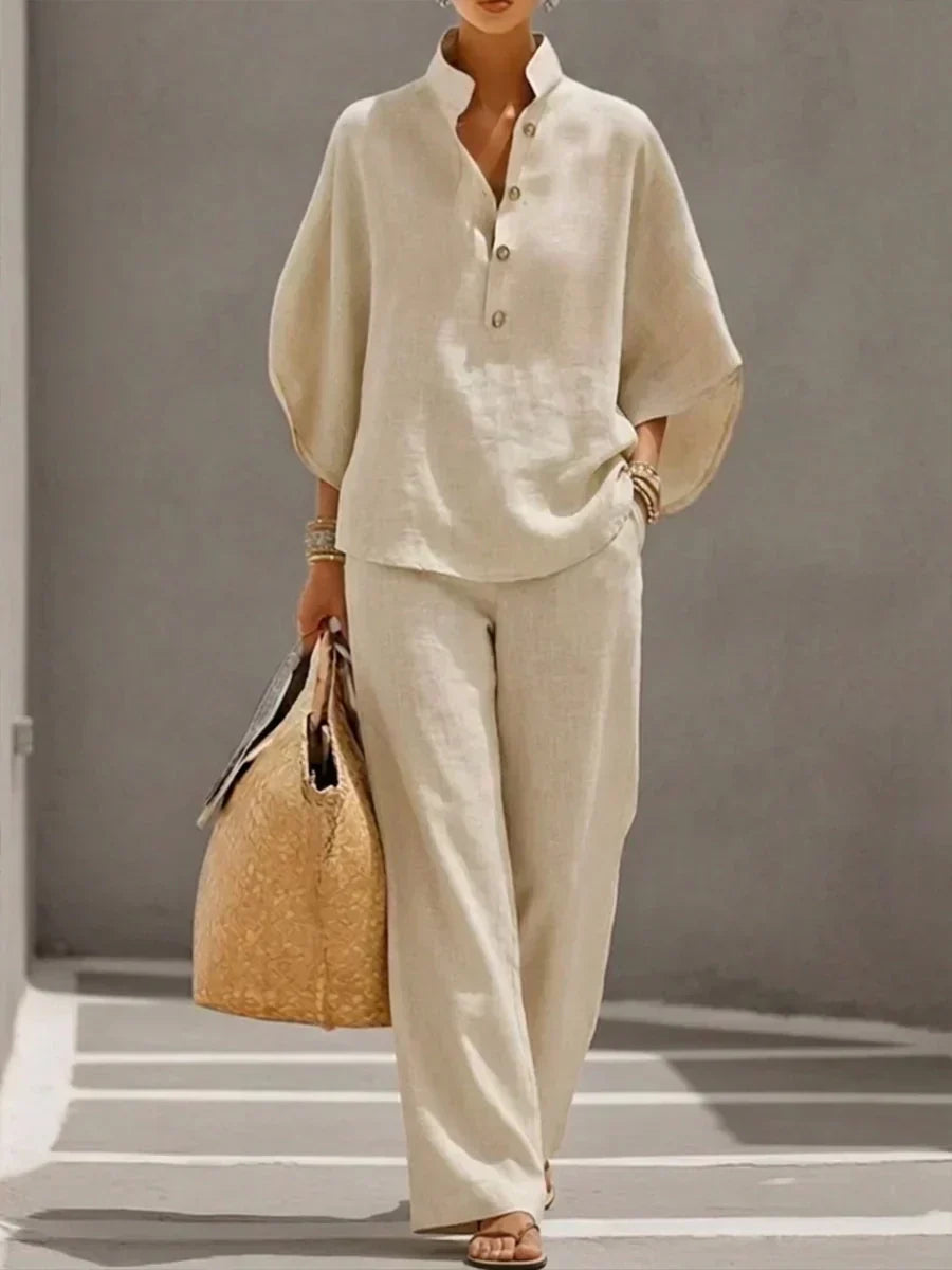 Maribelle | Two-Piece Set with Batwing Sleeves and Wide-Leg Trousers