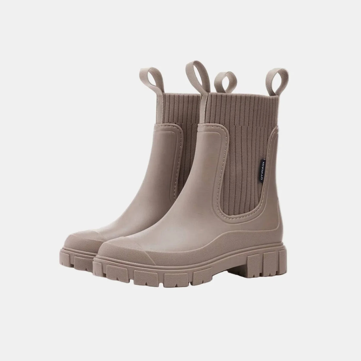 Women's orthopedic ankle boots with ribbed knit cuff