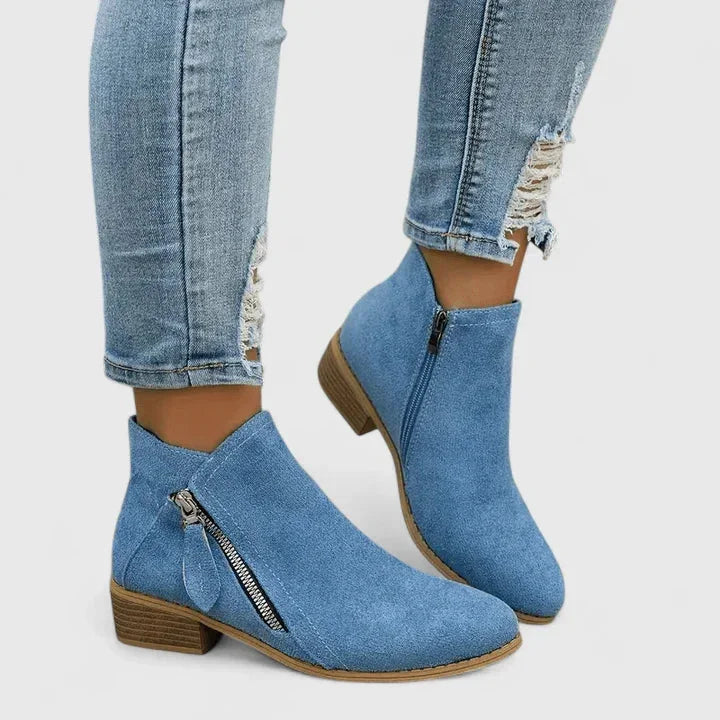 Women's suede side zip orthopedic ankle boots