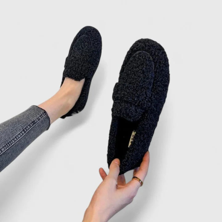 Women's borg orthopedic loafers with fluffy texture