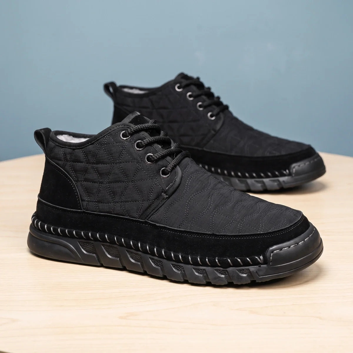 Osbert Cow Suede Quilted Low Top Sneakers