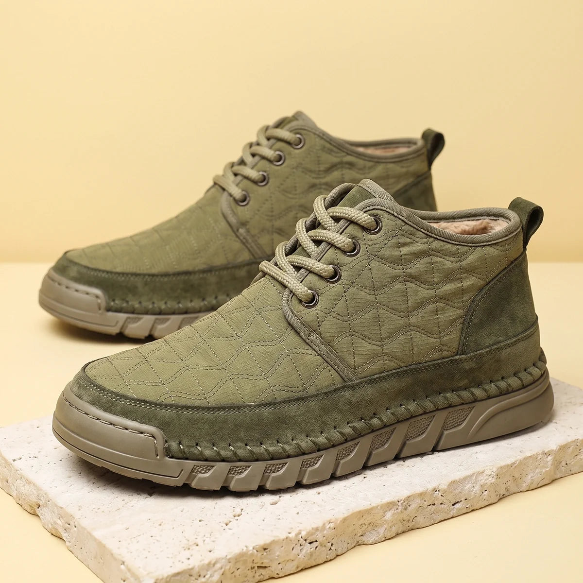 Osbert Cow Suede Quilted Low Top Sneakers