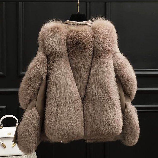 Ottilie | Leather Oversized Jacket with Faux Fur Collar for Women