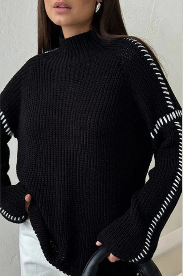 Joëlle | Chunky Knit Oversized Sweater with Mock Neck for Women