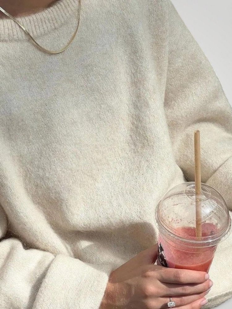 Boglarka | Oversized Pullover with Crew Neck and Rolled Sleeves for Women