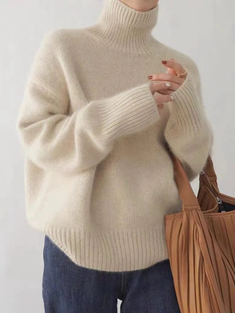 Eliana | Ribbed Knit Oversized Turtleneck Sweater for Women
