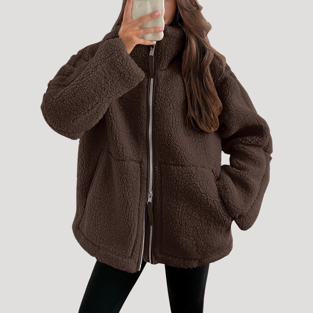 Senna | Teddy Fleece Oversized Zip-Up Jacket for Women