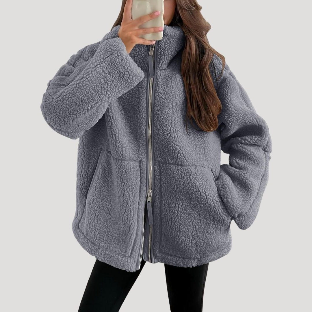 Senna | Teddy Fleece Oversized Zip-Up Jacket for Women