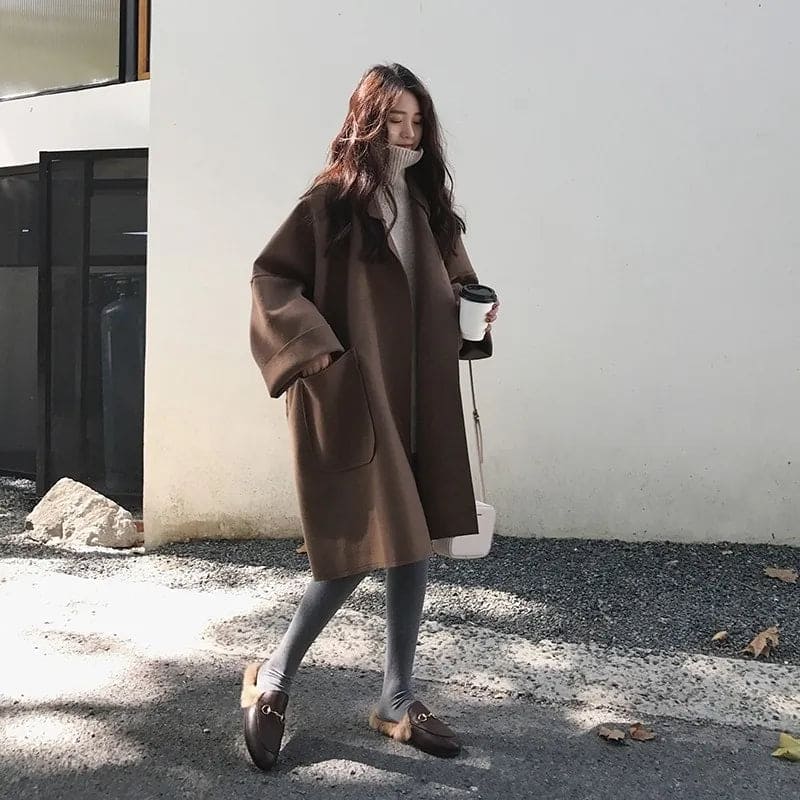 Women's Oversized Longline Coat Wide Notch Lapel