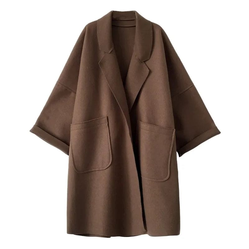 Women's Oversized Longline Coat Wide Notch Lapel