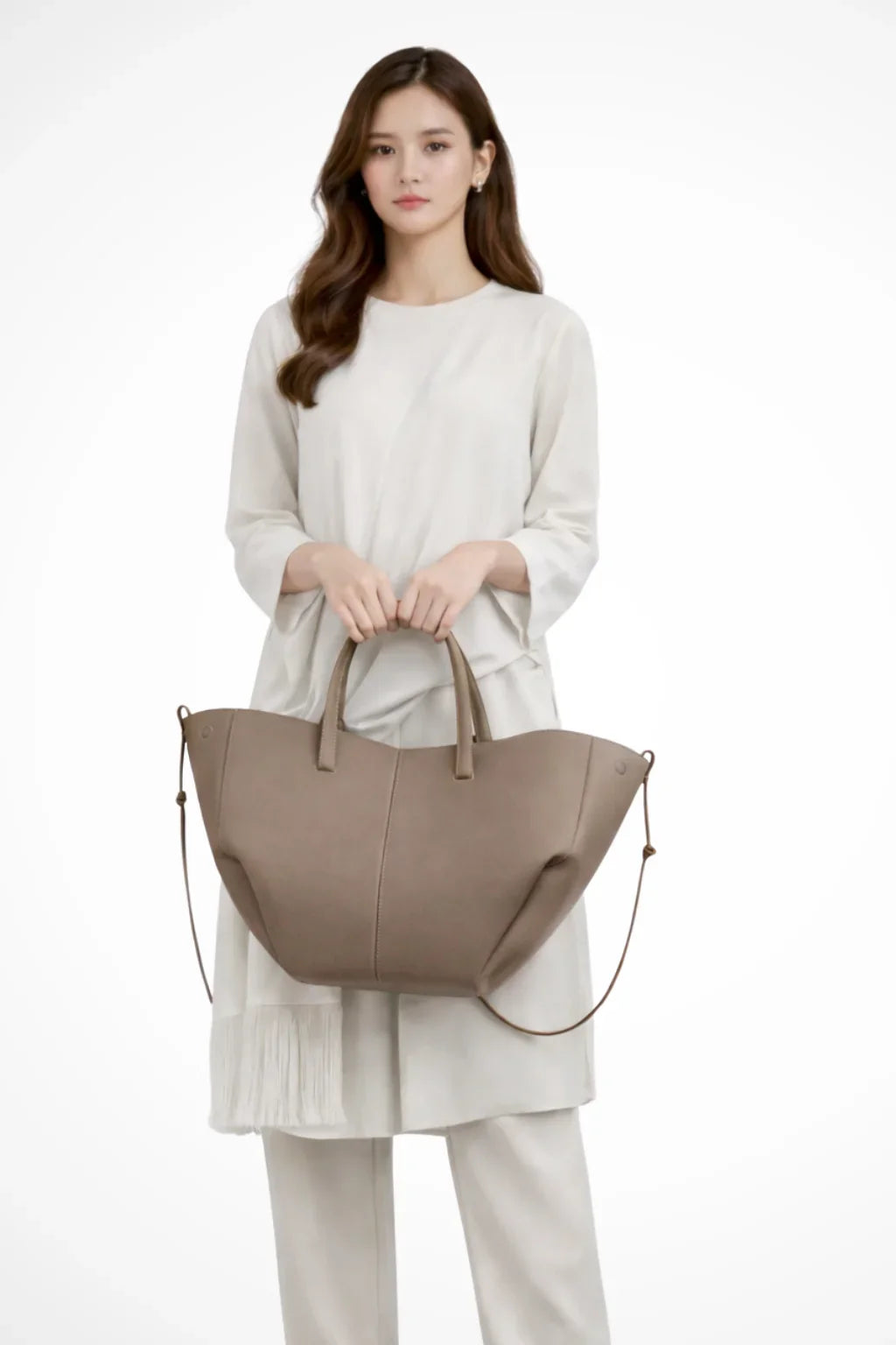 Patricia | Women's Large Structured Tote Bag with Shoulder Straps and Side Ties