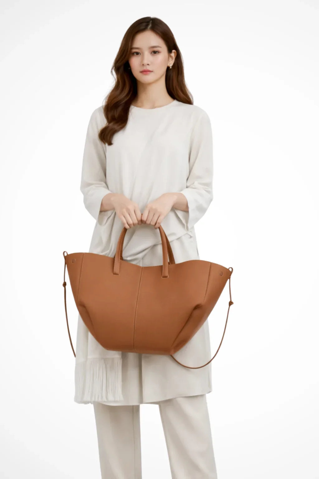Patricia | Women's Large Structured Tote Bag with Shoulder Straps and Side Ties