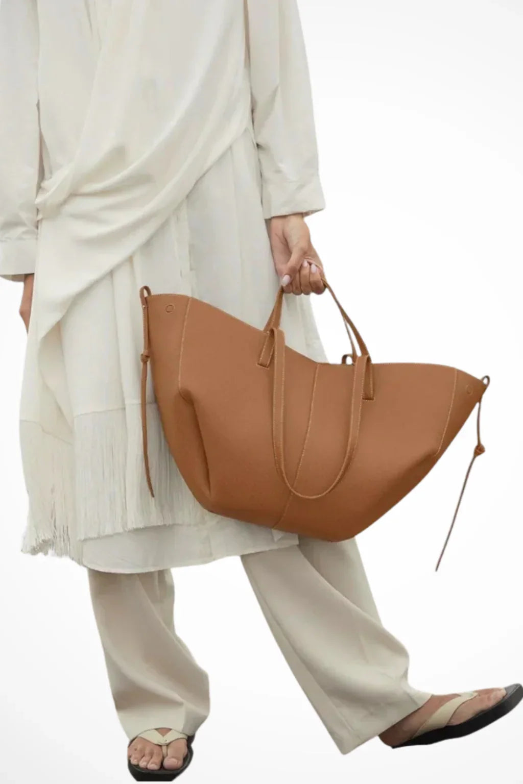 Patricia | Women's Large Structured Tote Bag with Shoulder Straps and Side Ties