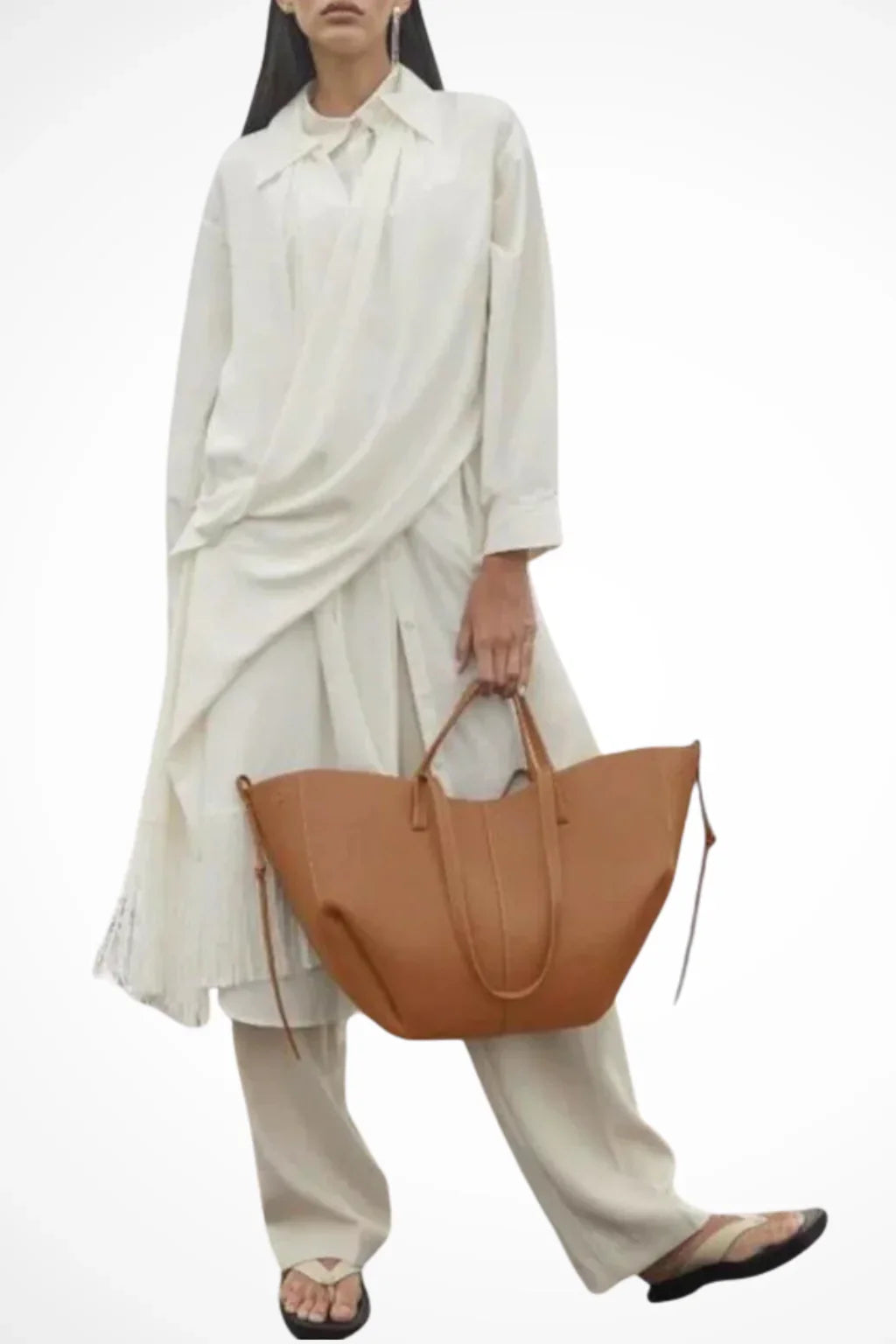 Patricia | Women's Large Structured Tote Bag with Shoulder Straps and Side Ties