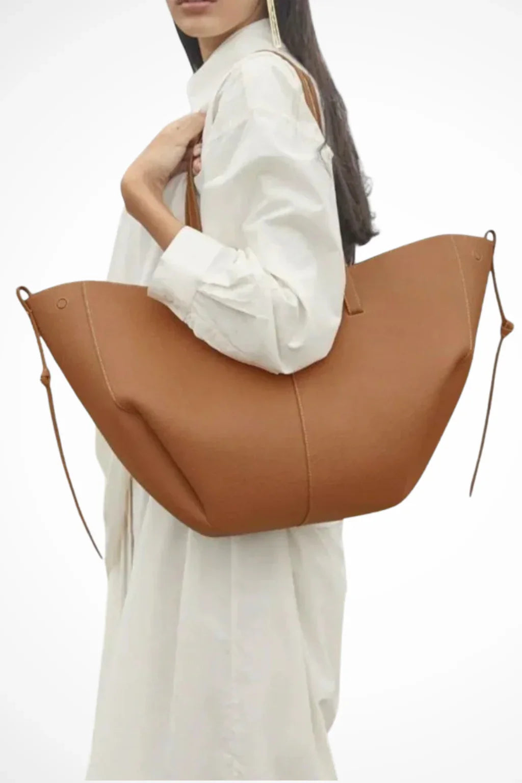 Patricia | Women's Large Structured Tote Bag with Shoulder Straps and Side Ties