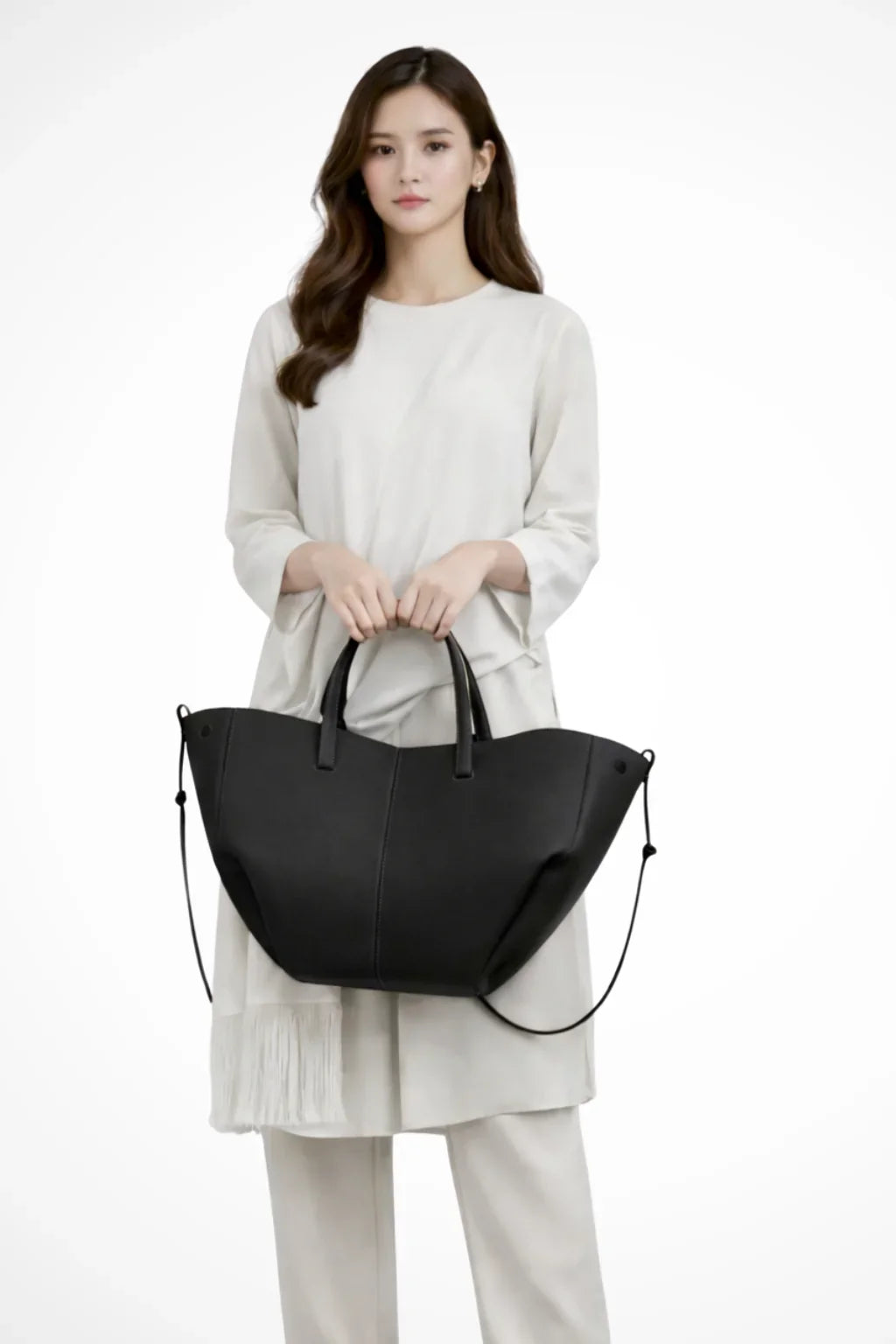 Patricia | Women's Large Structured Tote Bag with Shoulder Straps and Side Ties
