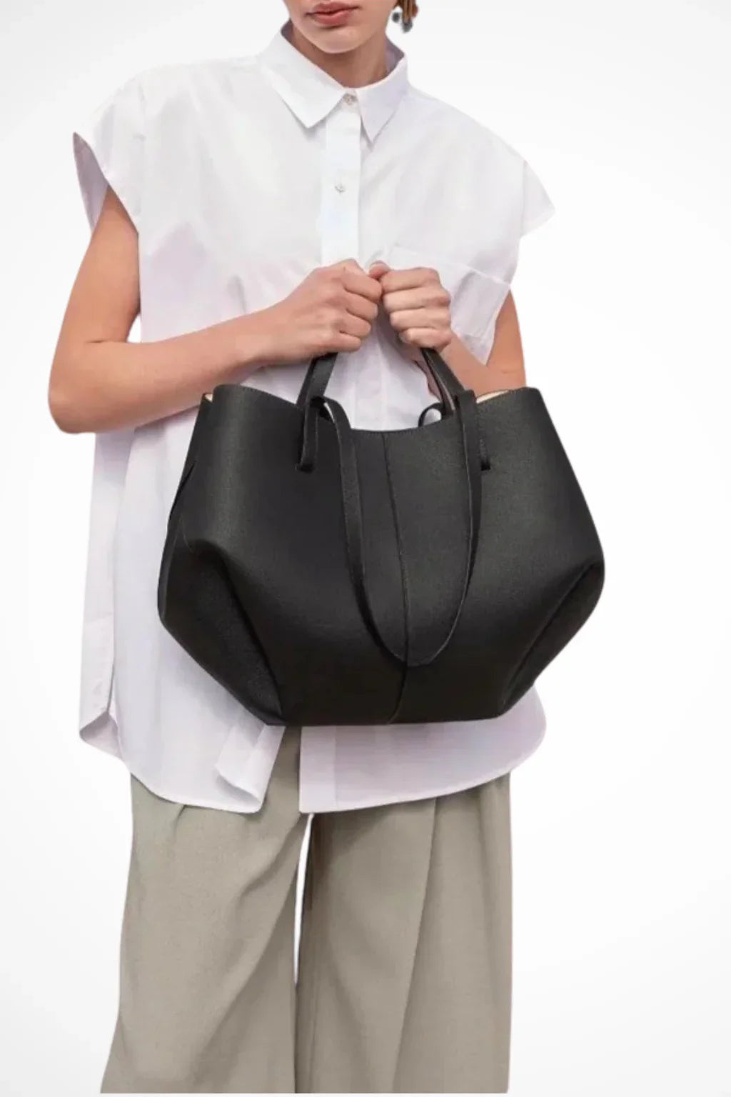 Patricia | Women's Large Structured Tote Bag with Shoulder Straps and Side Ties