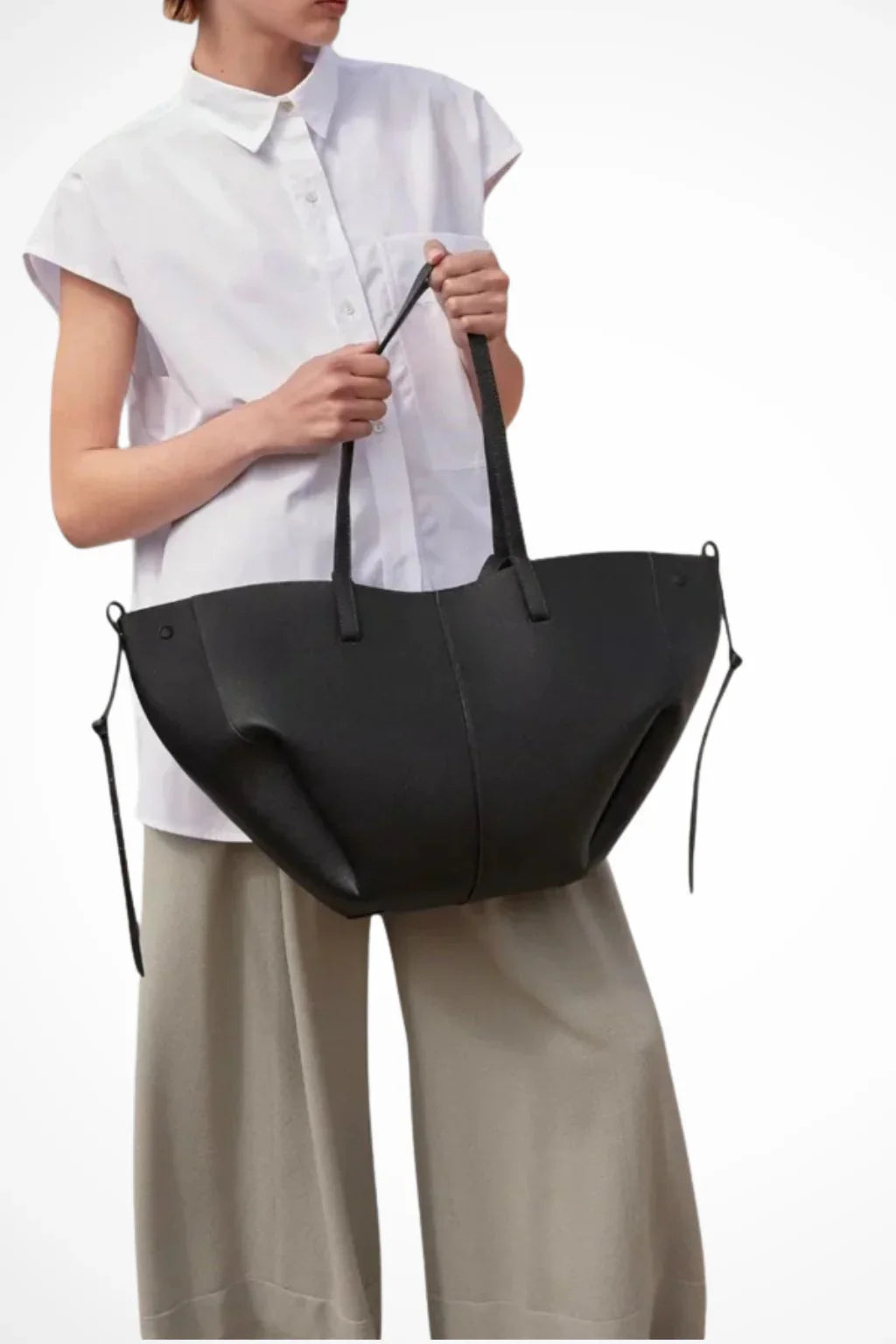 Patricia | Women's Large Structured Tote Bag with Shoulder Straps and Side Ties