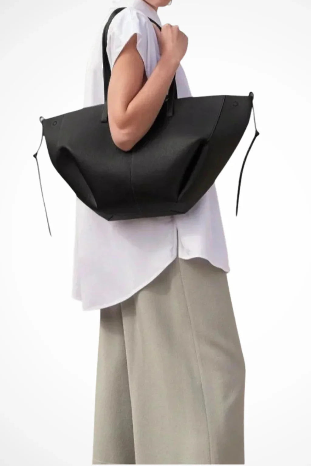 Patricia | Women's Large Structured Tote Bag with Shoulder Straps and Side Ties
