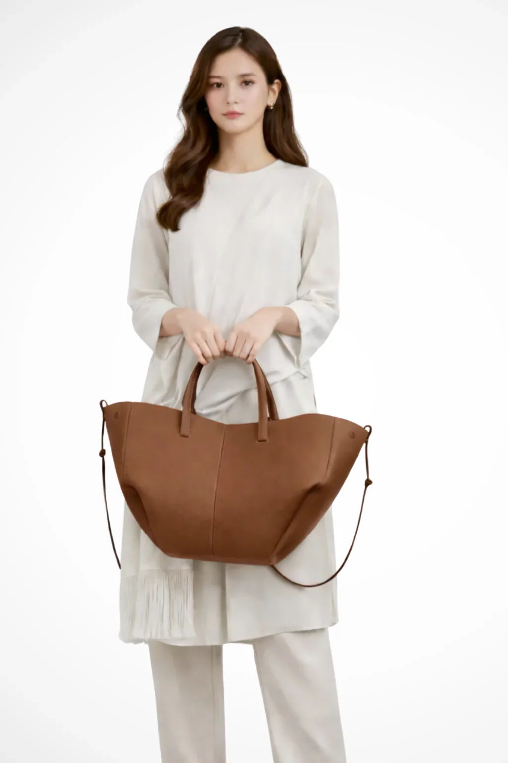 Patricia | Women's Large Structured Tote Bag with Shoulder Straps and Side Ties