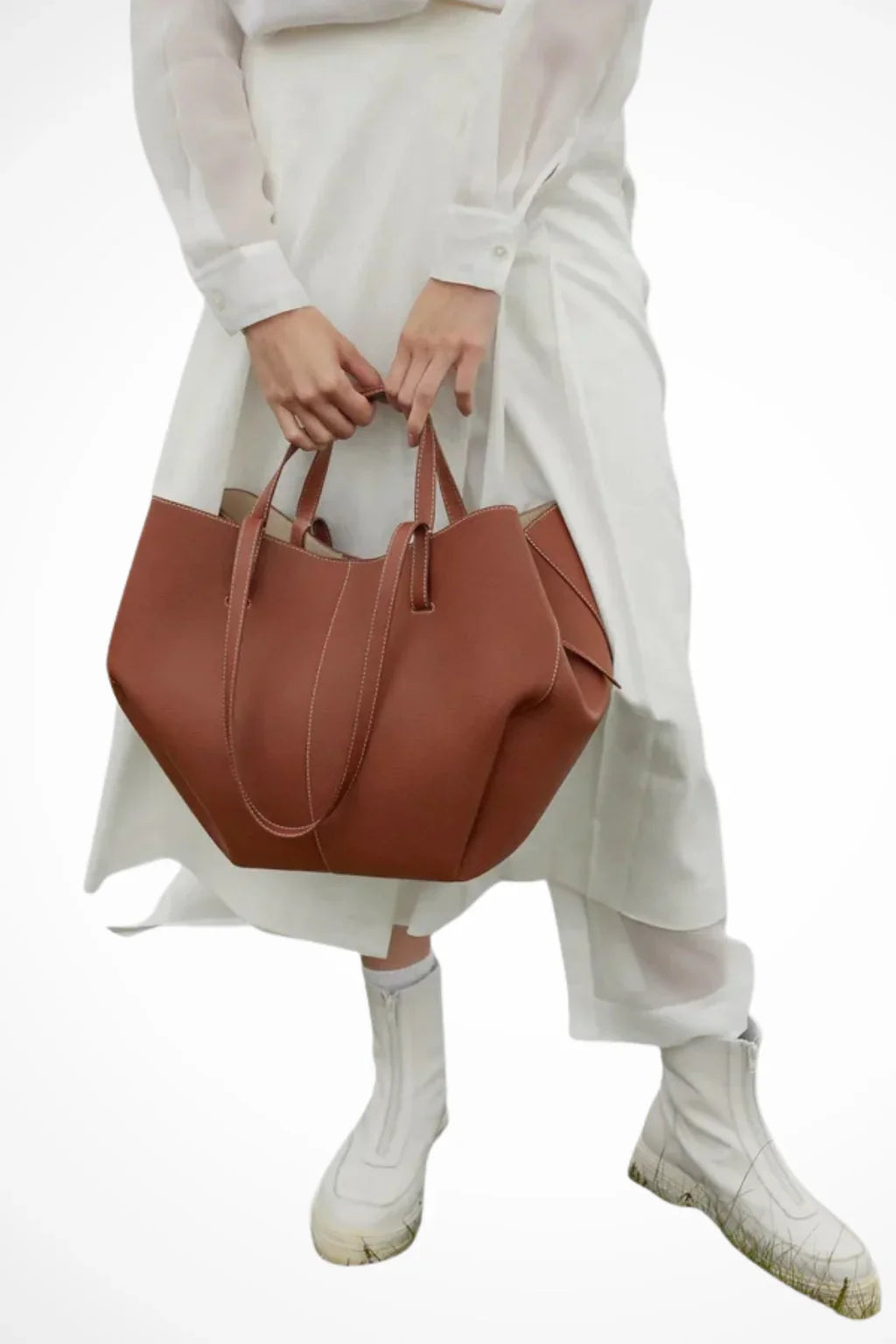 Patricia | Women's Large Structured Tote Bag with Shoulder Straps and Side Ties